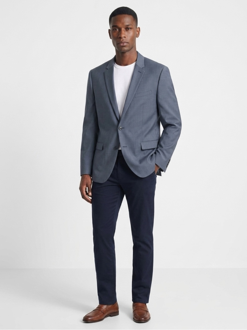Express- Two-Button Sport Coat-Grey Blue